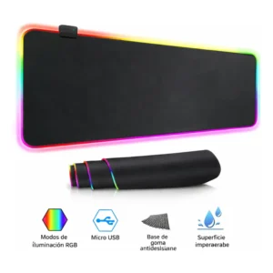 mousepad rgb gaming 80x30 antideslizante tactil gamer pro negro